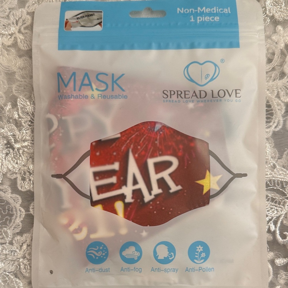 Adult Red “Happy New Year 2021” Face Mask